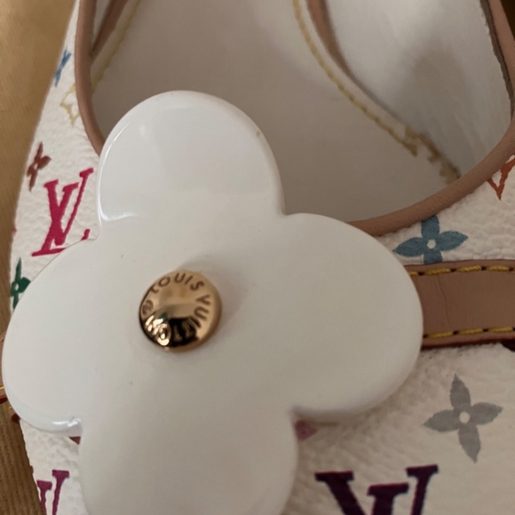New White Multicolour Monogram LV Murakami flats - Picture 4 of 16